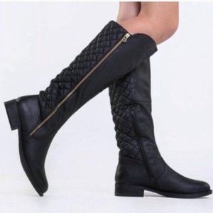Steve Madden Northside black leather quilted boots